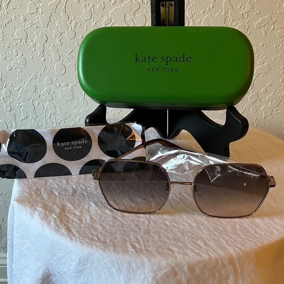 Kate Spade: Brown Wired Sunglasses- Green Case with cleaning cloth main image 5